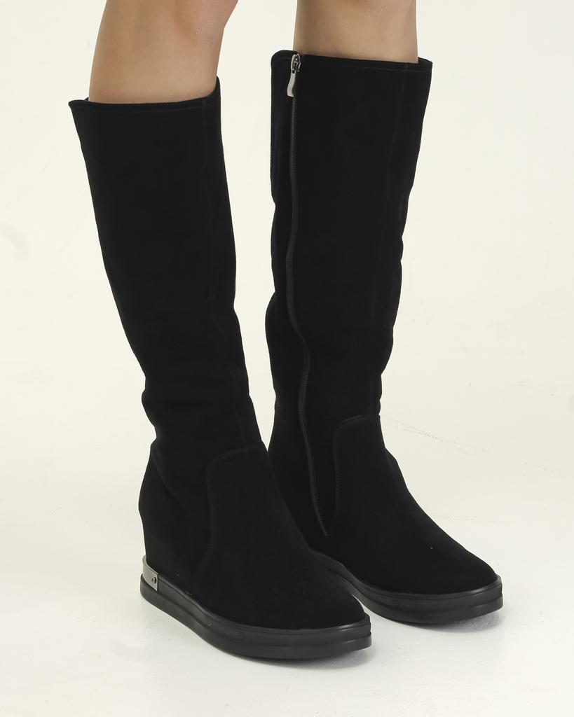 Сапоги на скрытой танкетке Erisses 0617 37 Черные замша