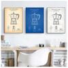 Кофейник, патентные постеры и принты, Bialetti Moka Coffee Blueprint, художественная картина, холст, картина для кухни, настенный художественный декор