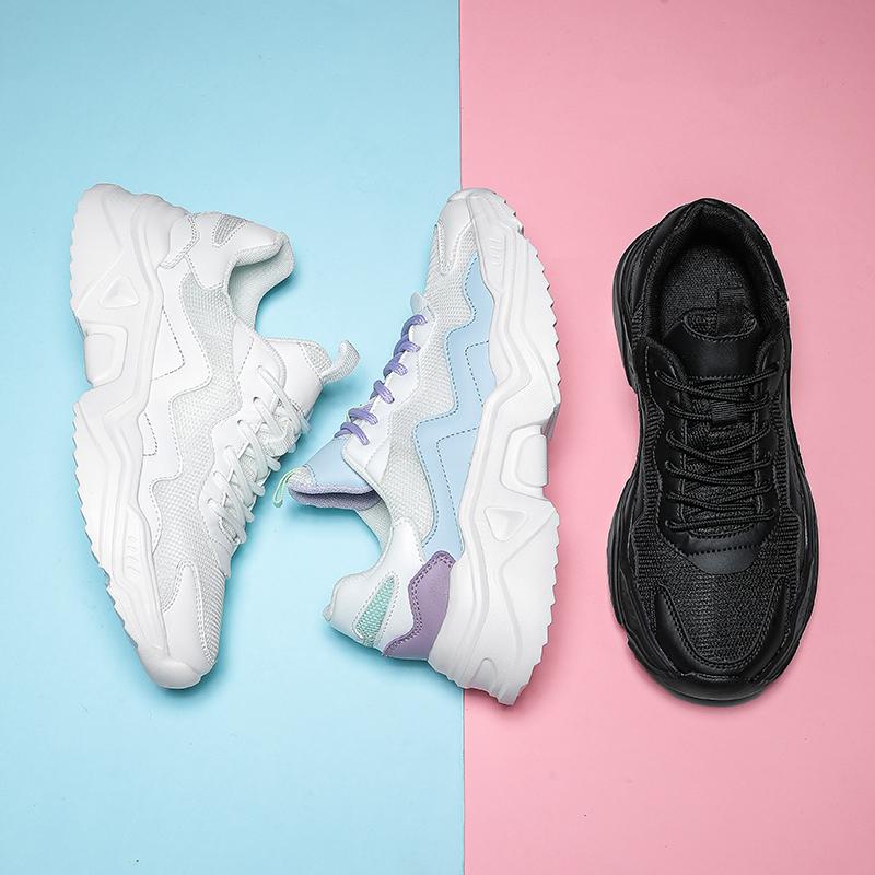 Универсальные кроссовки унисекс на толстой подошве для женщин 2025 Новая тенденция Сетчатые На шнуровке Дышащие Повседневные Спортивные Обувь Увеличенная Мягкость Для Ж