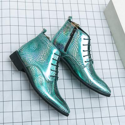 Западные американские ковбойские сапоги новые кожаные ботинки с высоким голенищем британские кожаные ботинки с высоким голенищем осенне-зимние зеленые остроносые кожаные туфли