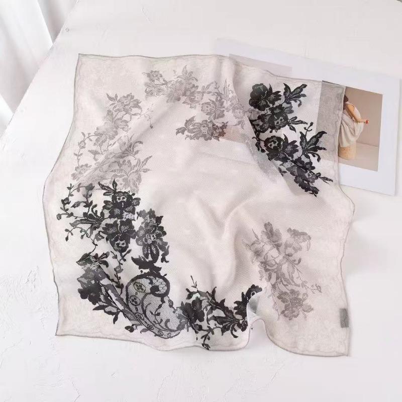 Spring and Summer New 100% Mulberry Silk Georgette Silk Scarf Women's Retro Lazy Chinese Square Scarf Premium Scarf Accessories
