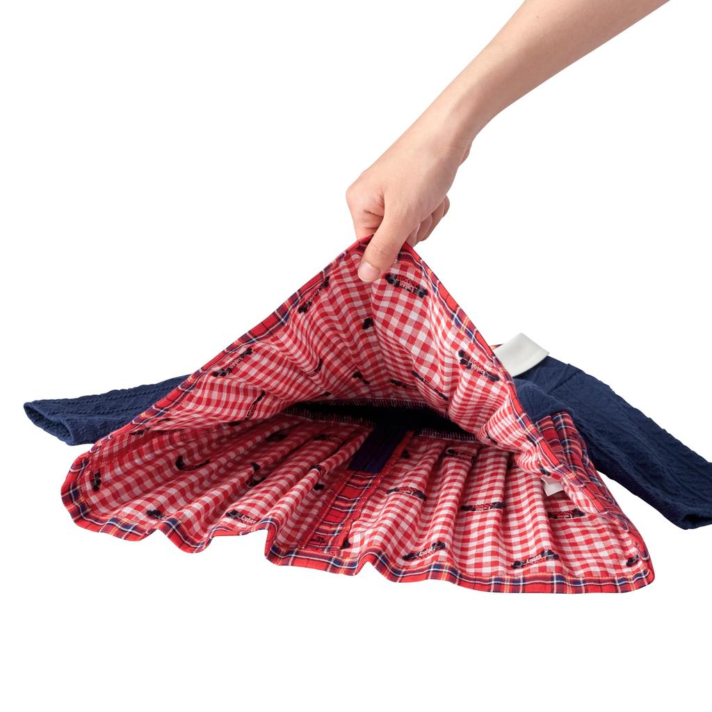 Длинное клетчатое темно-синее платье [Miki House], с рукавами, с воротником, с медведем, с узором, для девочек, для малышей, для детей, детская одежда, 13-1901-571, 100см,