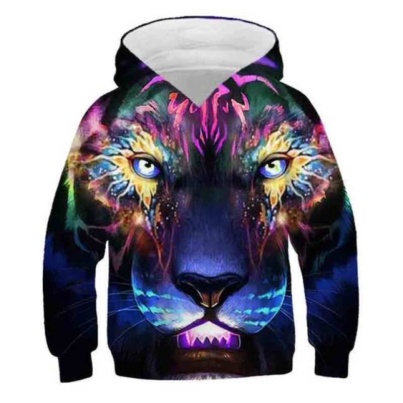 Модные толстовки унисекс с 3D принтом волка, детские толстовки с длинными рукавами для мальчиков, топы для маленьких детей, одежда для девочек 1-14 лет, уличная одежда