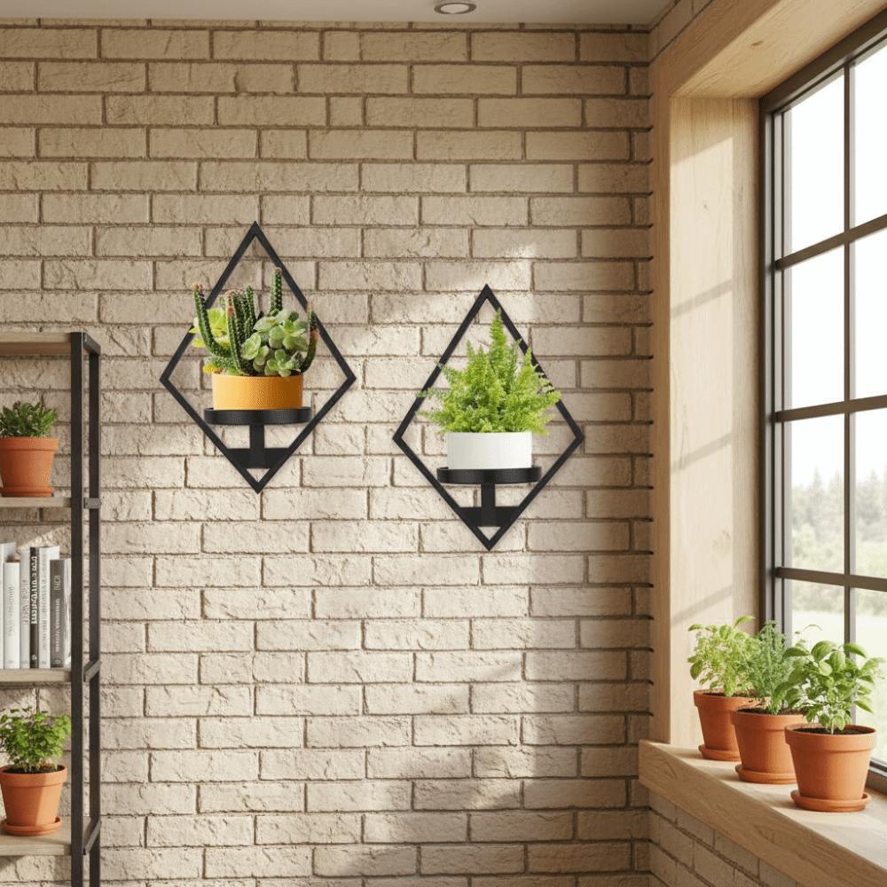 Metal Floating Metal Wall Plant Shelves Easy-Mount Floating Plant Racks Windowsill