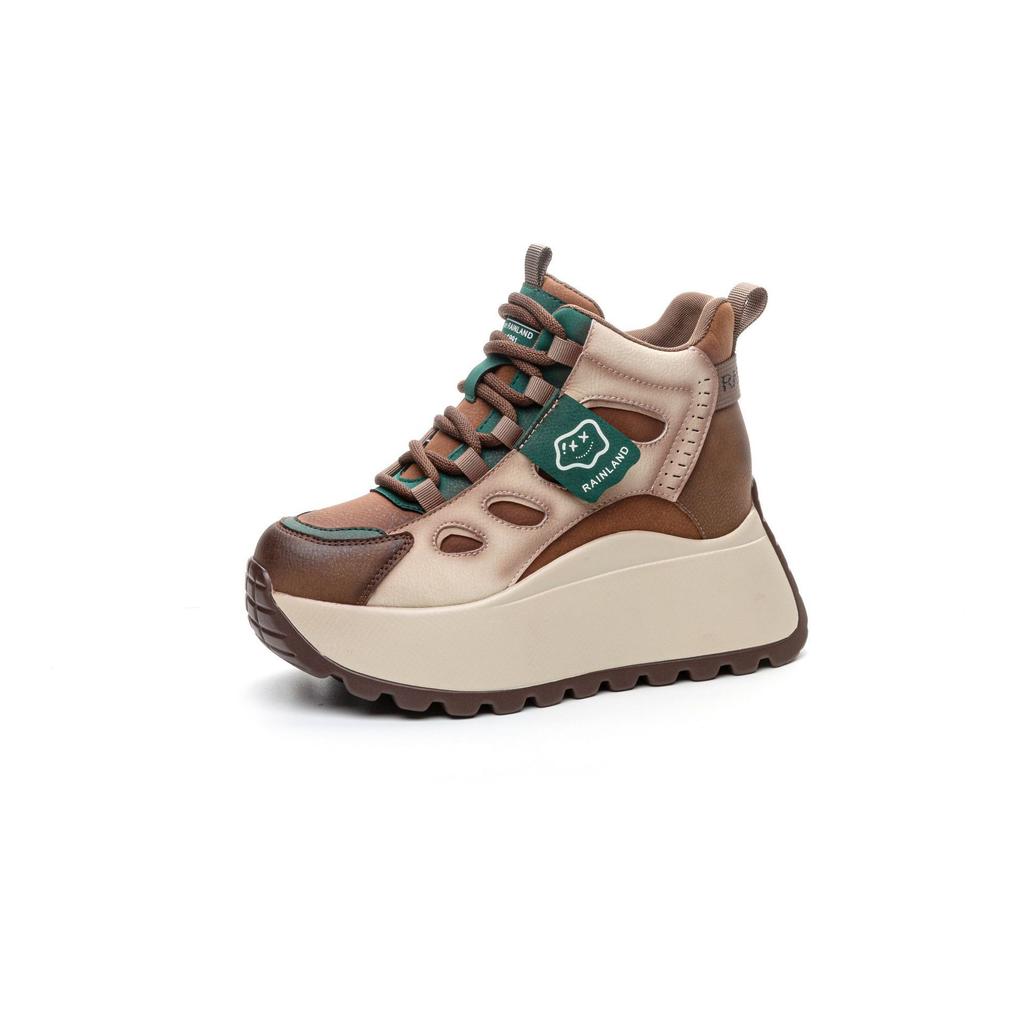 Папины кроссовки мягкая кожа осень новые высокие повседневные модные универсальные спортивные туфли женские туфли увеличивают рост