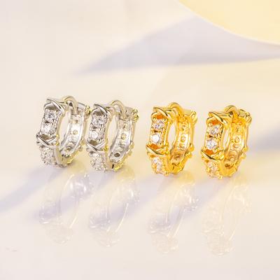 Серьги-клипсы с бриллиантами Cross Design, женские, простые, темпераментные, люкс, микро, инкрустированные цирконием, универсальные серьги-кольца