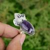 Natural Chevron Amethyst Gemstone Stackable Ring Size 8.75 925 Silver For Women