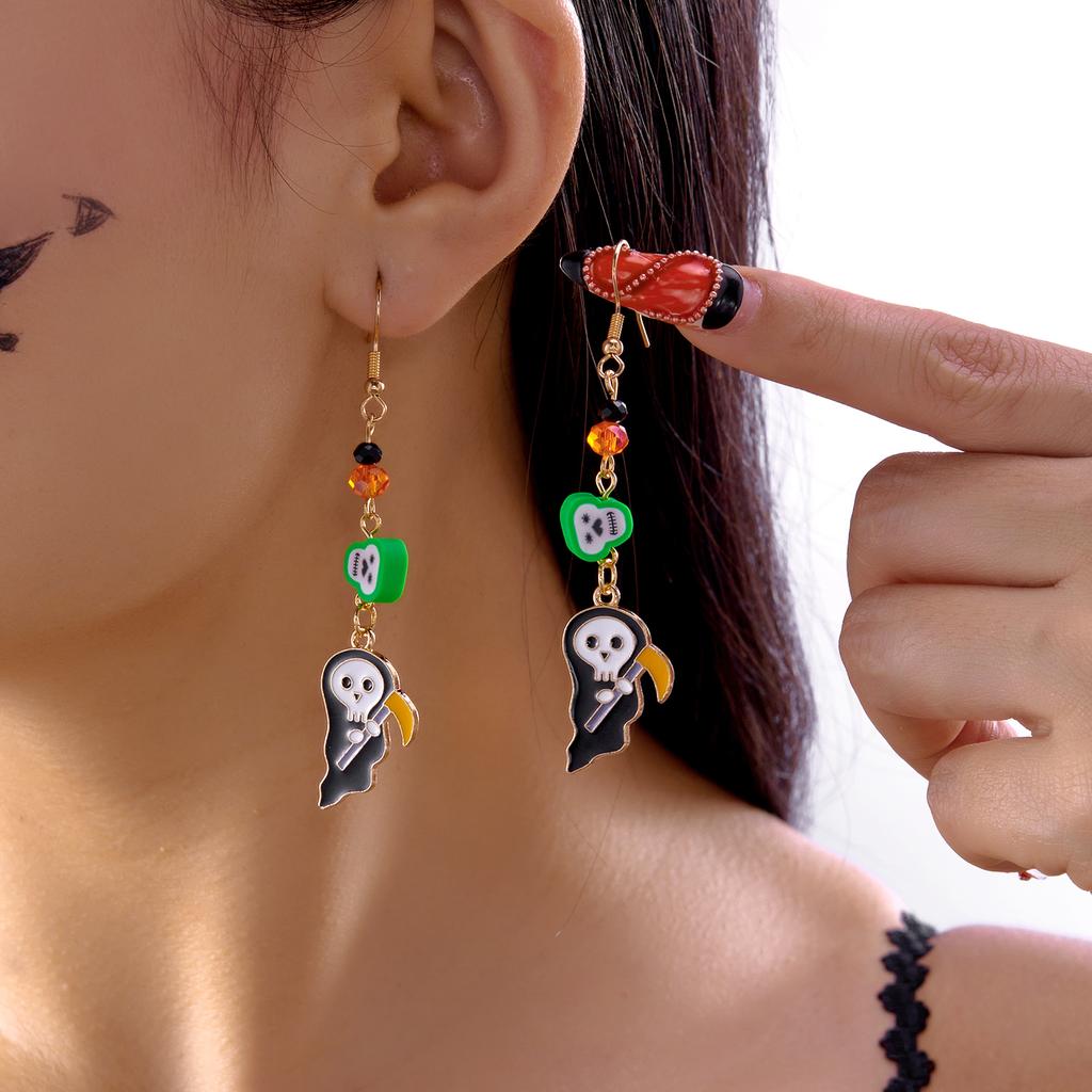 Funny Cute Acrylic Pumpkin Crystal Earrings for Women Girls Gothic Polymer Clay Ghost Drop Earring Halloween Theme Party Jewelry