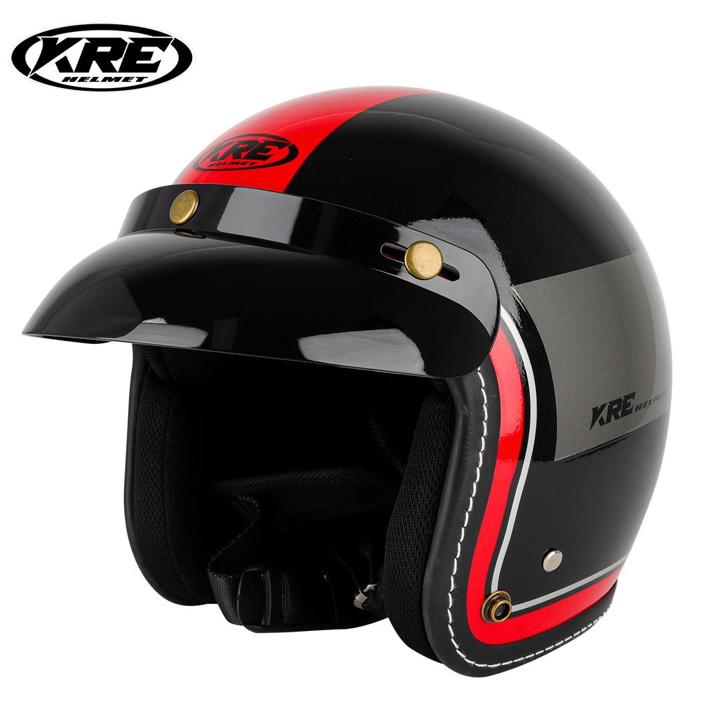 KRE Locomotive Helmet Retro Harley Half Helmet With Multiple Colors For Men And Women's Adult Half Helmet K+T66