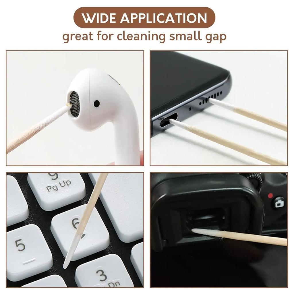 CDY2400pTATTOOBLU Уход за ушами Чистая деревянная ручка с заостренным кончиком Головка из хлопка Перманентная нить для бровей и ресниц Татуировка Красота Удаление макияжа