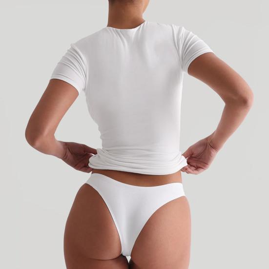 Женская базовая футболка, однотонные топы с коротким рукавом, облегающая эластичная футболка с круглым вырезом