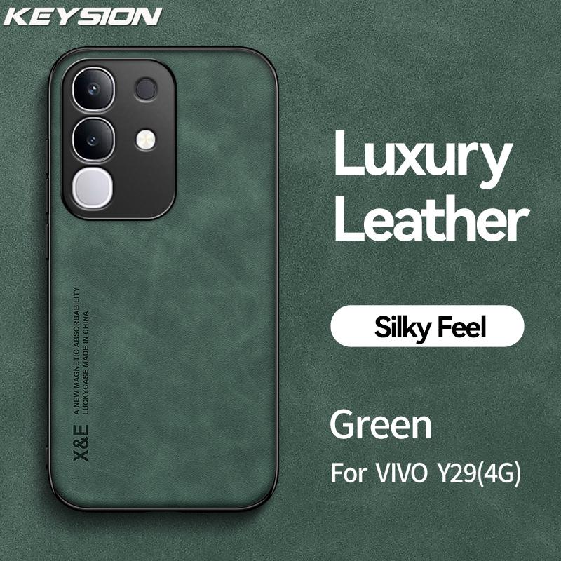 KEYSION Роскошный ретро чехол для телефона из искусственной кожи для VIVO Y29 4G, мягкий силикон + противоударный чехол для задней панели телефона из поликарбоната для VIVO Y29