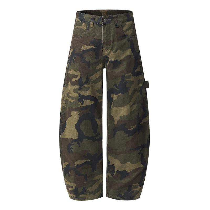 Американские брюки-шаровары камуфляжной расцветки для мужчин и женщин, парные, свободные и универсальные, изогнутые джинсы, рабочие брюки