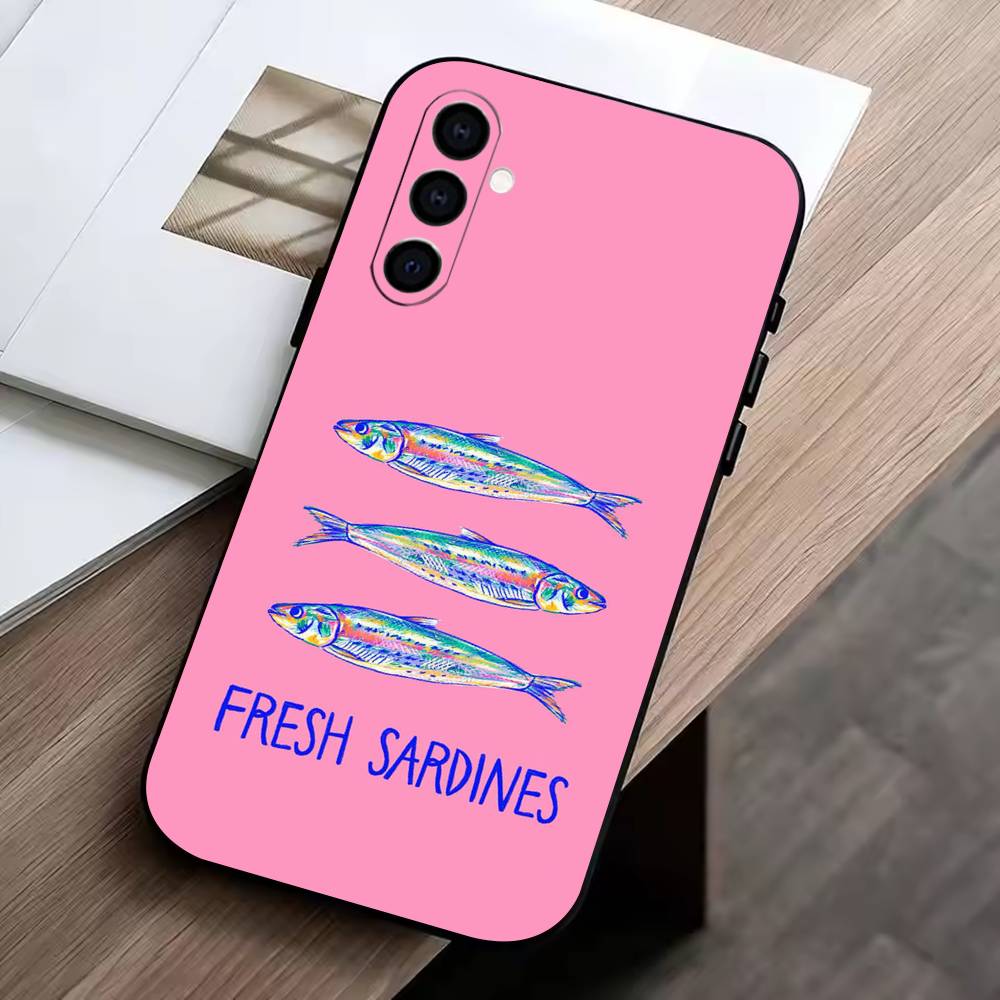 Чехол для телефона "Сардина" Черный Силиконовый Мягкий Для Samsung Galaxy A73,A72,A71,A70,A53,A52,A51