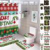 Christmas Snowman Print Toilet Bathroom Mat And Shower Curtain Four-Piece Set