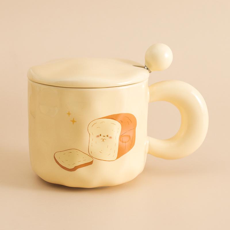 Молочный фуфу милая керамическая чашка девушка высокая ценность кружка с крышкой ложка общежитие пара офисная кофейная чашка
