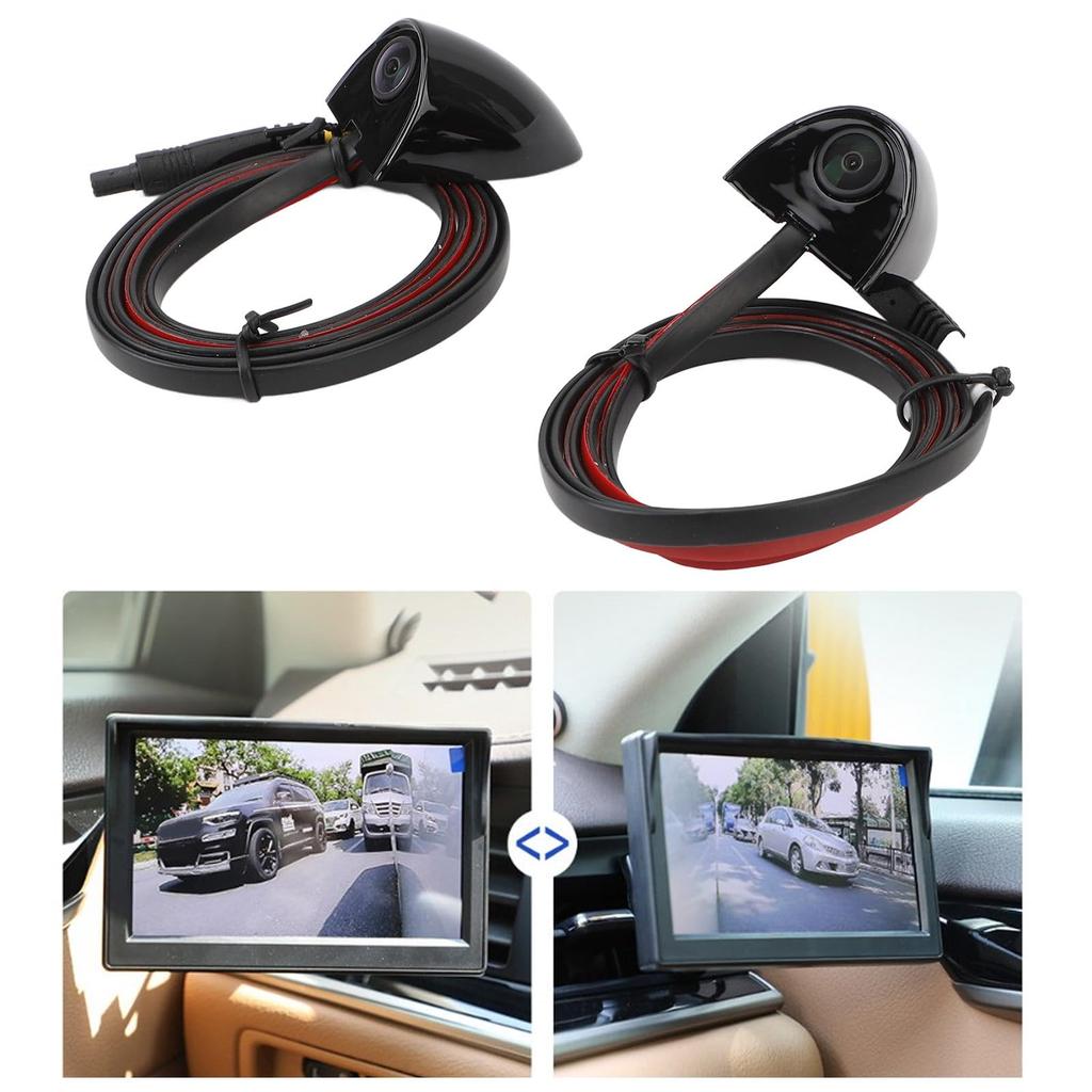 Камера слепых зон автомобиля с ночным видением, крепление на ленту, камера бокового обзора, система видеонаблюдения для камеры (черный)