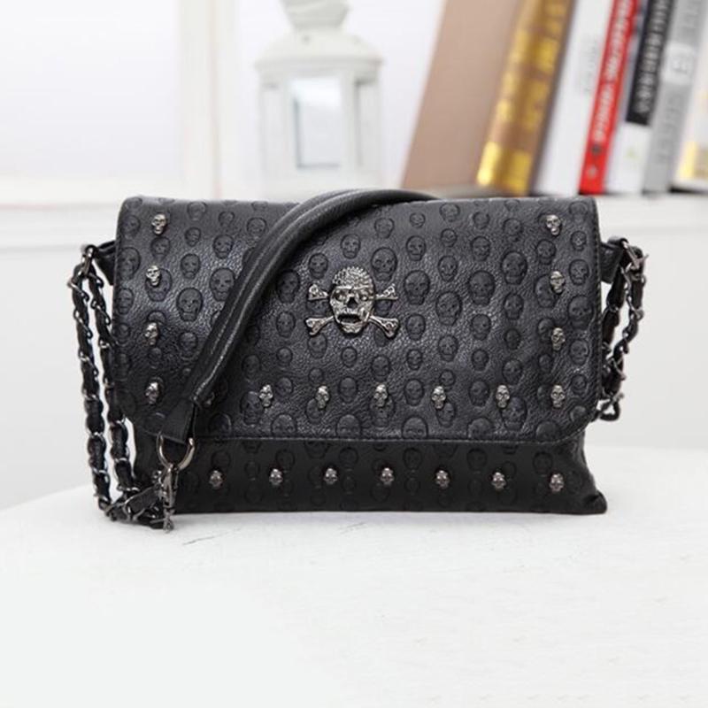 Модные сумки на ремне с заклепками и черепом, крутые кожаные сумки через плечо