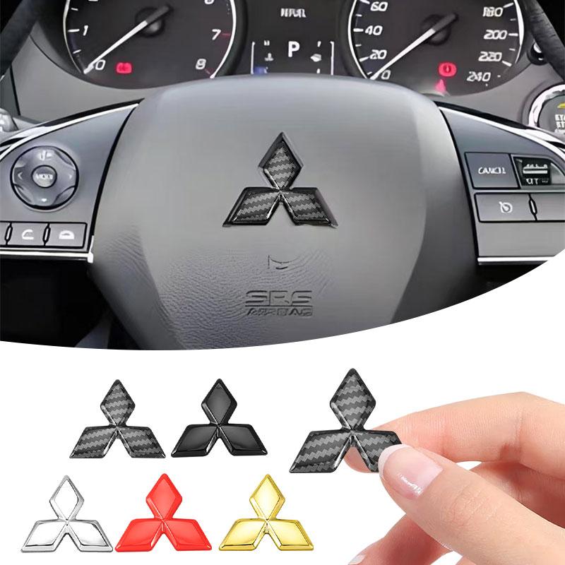 For Mitsubishi ASX Lancer Pajero Outlander L200 EVO Lancer Pajero ABS Car Steering Wheel Center Emblem Sticker Auto Accessories