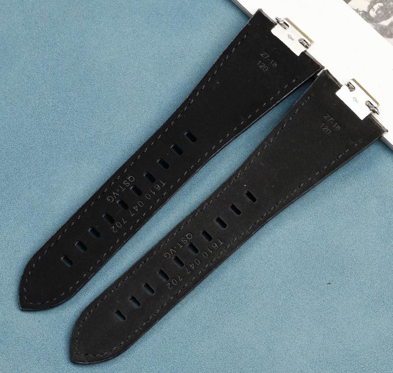12MM For Tissot PRX Series T137410A T137410 Silver Butterfly Buckle + Genuine Leather Curved End Watch Band Strap Bracelet For T137