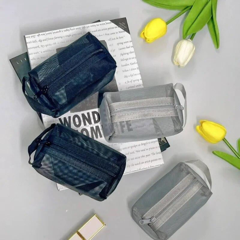 Three-dimensional Mesh Coin Purse Coin Pouch Large Capacity Key Lipstick Charger Data Line Earphone Organizer Pouch Card Bag