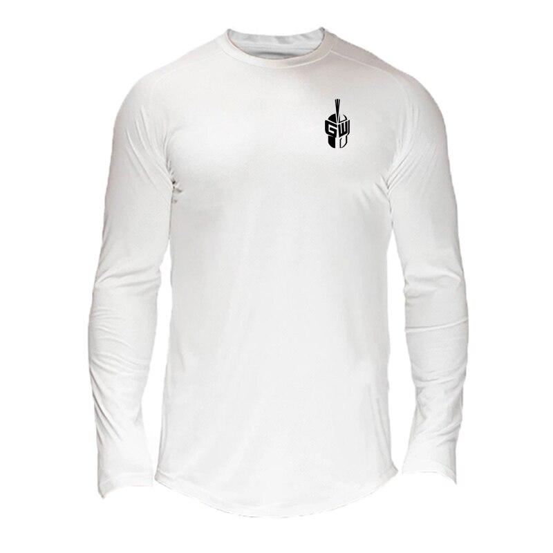 Muscleguys Men's Soft Mesh Long-sleeve Tees Training Fitness Clothes Spring and Autumn Curved Hem Graphic T Shirts