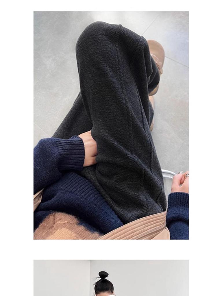 Women's Herringbone Fleece-Lined Wide-Leg Split Pants - Autumn/Winter 2025 Collection.