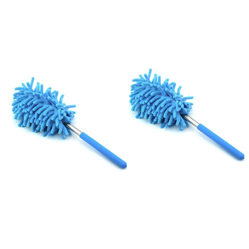 2 Pieces Extendable Cleaning Duster Replaceable Head Telescopic Dust Brush Furniture Dusting