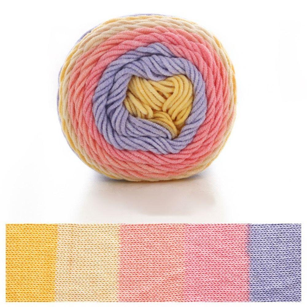 Rainbow Color Crochet Knitting Cotton Rainbow Cotton Yarn Warm Milk Cotton  Scarf