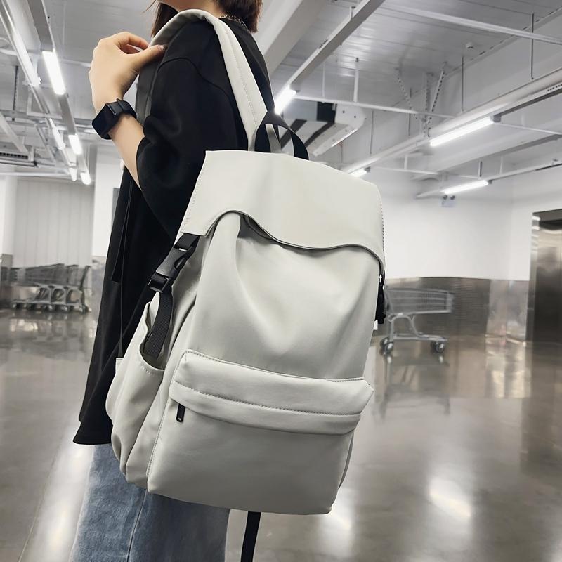 Однотонный школьный рюкзак в студенческом стиле для мужчин, легкий водонепроницаемый рюкзак для женщин, школьный рюкзак для поездок на работу