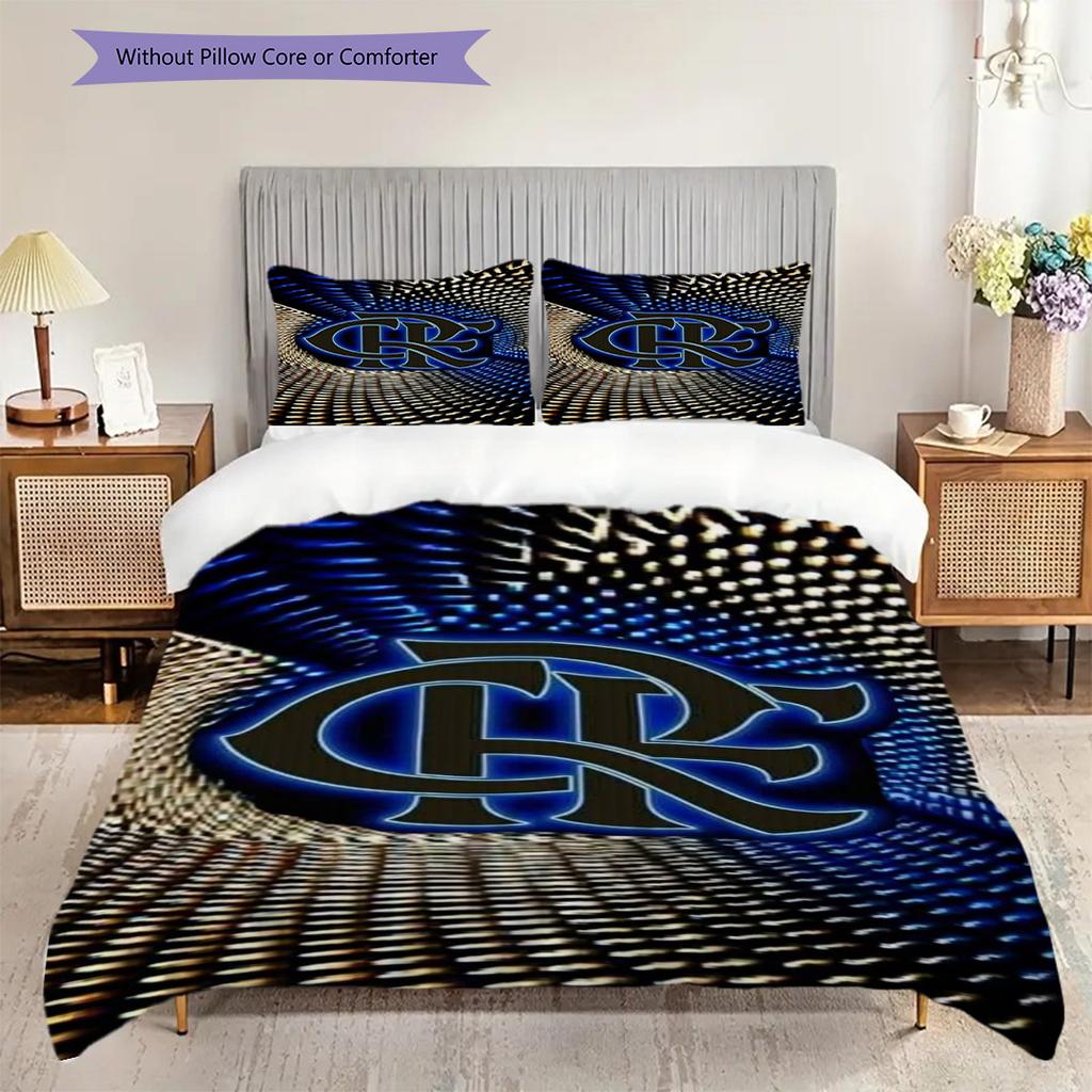 Dynamic Cr Logo Illumination Bedding (1 * duvet cover + 2 * pillowcase, without core) 2D Flat Christmas birthday gift Soft and comfortable Bedding set
