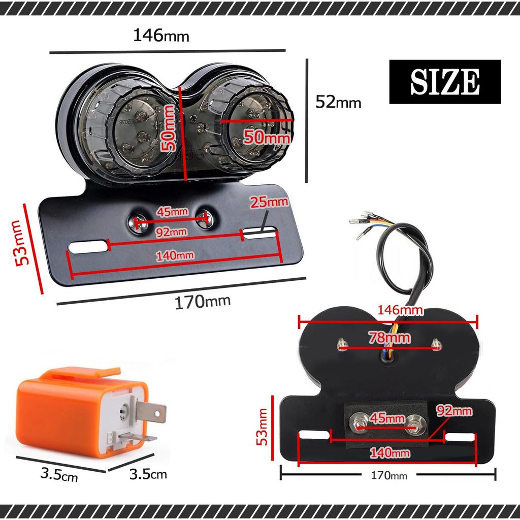 PIENSE Задний фонарь для мотоцикла, Стоп-сигнал, Поворотник, Подсветка номера, Светодиодный, Универсальное использование, С реле (Дым/Реле)