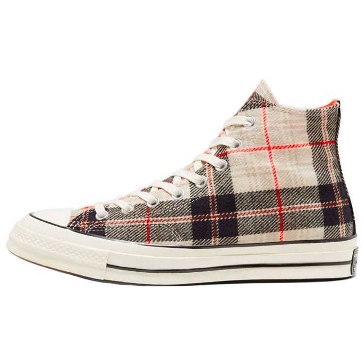Converse All Star Plaid Chuck 1970s High Top Canvas Shoes Unisex Sneakers Off-White 166496C