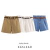 Kaslead Новое поступление Женская одежда Модный стиль Высокая талия Тип бумажного пакета Деним Повседневные шорты 8228028