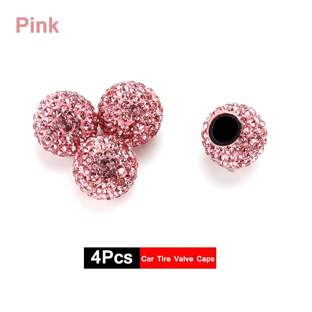 DSYCAR 4Pcs Crystal Rhinestone Universal Car Tire Valve Caps Attractive Dustproof Bling Car Accessories Valve Stems 1
