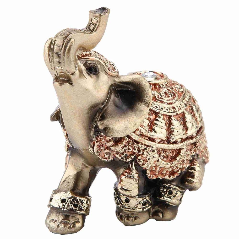 Resin Golden Elephant Figurine Gold Lucky Elephant Decoration Reception Decoration