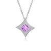 S925 pure silver natural yellow garnet necklace, square star shaped crystal pendant, luxurious jewelry with brushed craftsmanship, gift