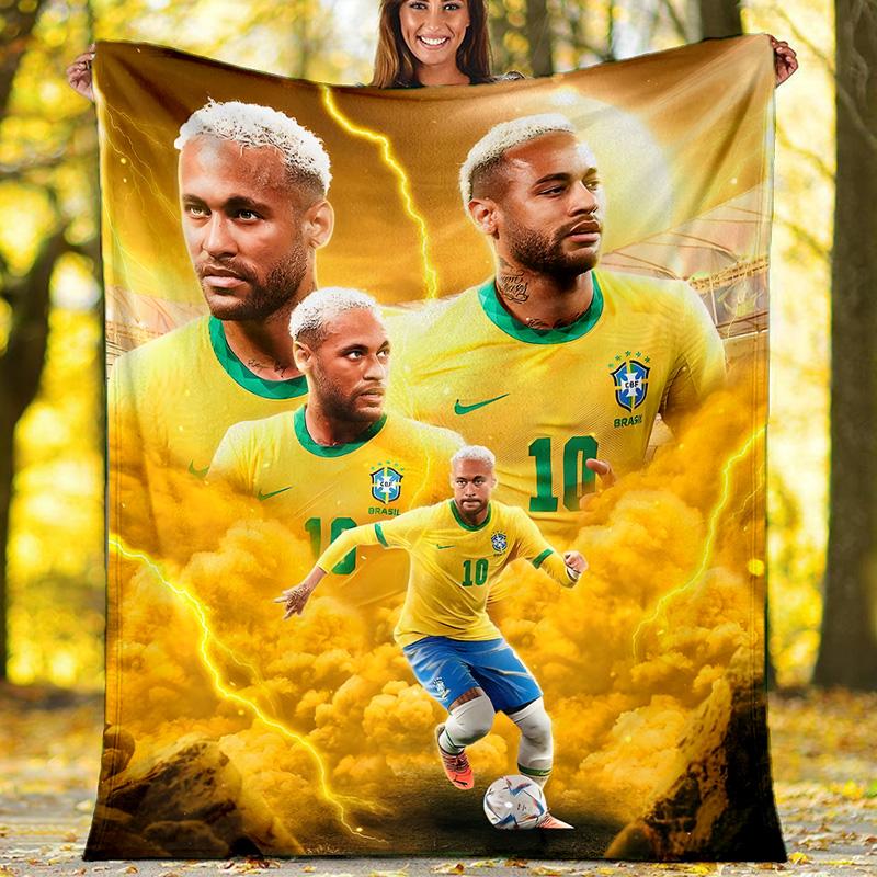 1pc Neymar17 Theme Blanket - Digital Print, Polyester, Cozy for All Seasons, Perfect for Outdoor, and Travel