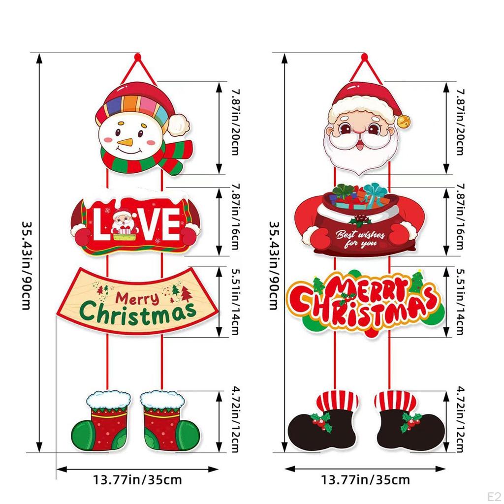2 Pack Christmas Door Hanging Ornaments Front Signs for Window, Porch, Holiday, Wall