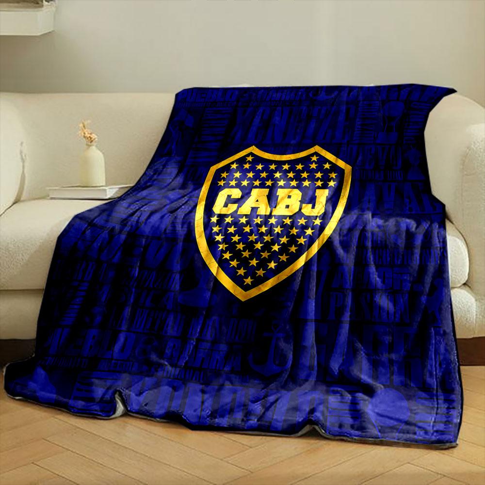 A yellow-bordered shield with stars and "CABJ" text on a blue background. for all seasons blanket lunch break throw gift