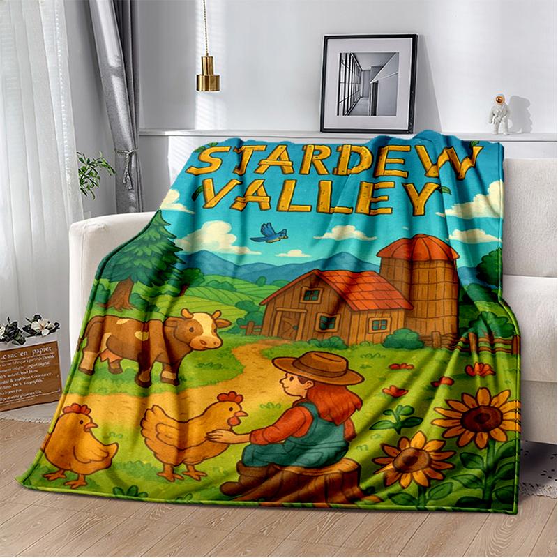 3D Карта Фермы Stardew Valley Мультяшное Одеяло, Мягкое Пледовое Одеяло для Дома Спальни Кровати Дивана Путешествий Пикника, Подарок для Детей