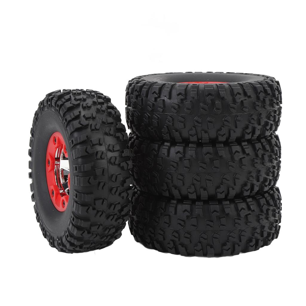 4 Pcs RC Car Wheel Set 2 Left 2 Right Plastic Rubber Lightweight Replacement Wheels for WLTOYS 12428 12427 12423 124006