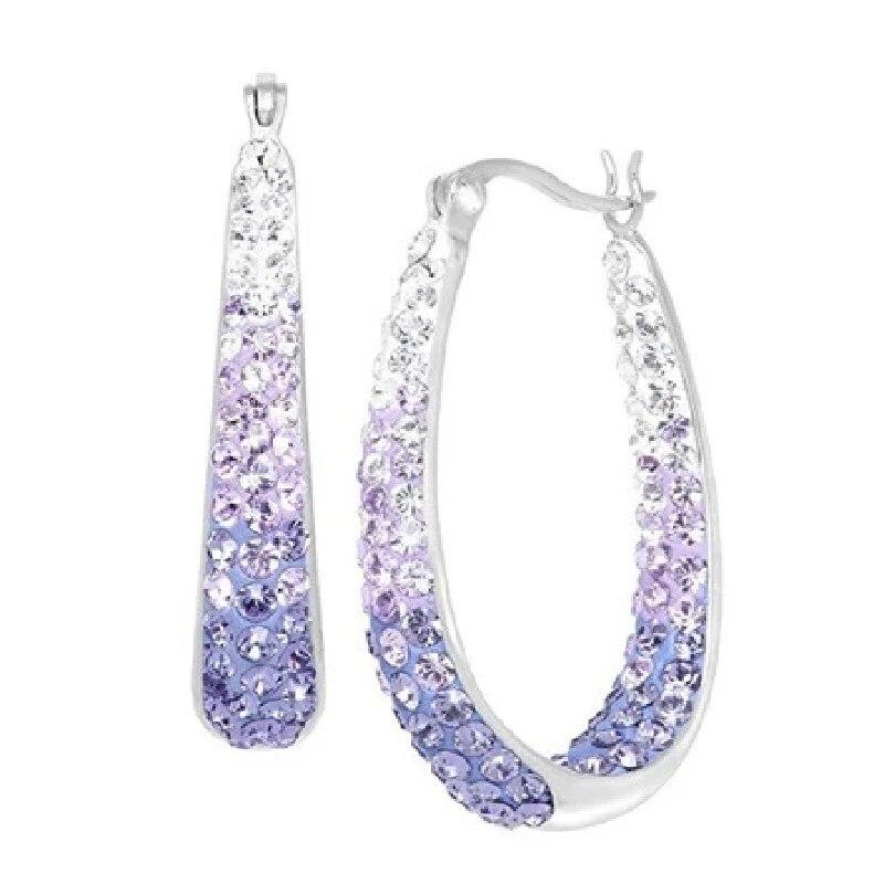 1 пара классических ретро-стиля двухцветных серег-колец с полным бриллиантовым покрытием, простых женских