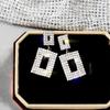 Блестящие геометрические полые квадратные серьги-капли с инкрустацией цирконом для женщин