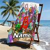 Custom Name Personalized Game Rainbow Friends Print Beach Towel, for Trip Camping Beach Party Home Decor, Birthday Gift for Family & Friends