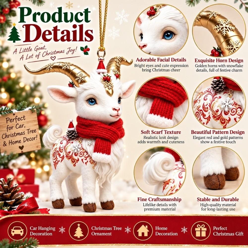 White Sheep Goat Hanging Ornament 2D Flat Xmas Tree Ornament Car Sheep Pendant New Year Gift