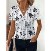 Fashion Casual Printed V-neck Top T-shirt for Women