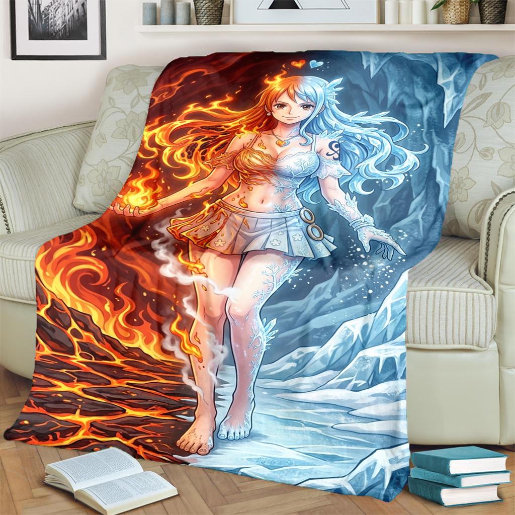 "ONE PIECE" Print Flannel Blanket Warm Comfortable for Bedrooms, Sofas, Beds, Chairs, Picnics, Travel
