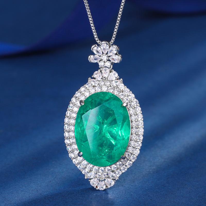 Jewelry Copper Bottom Gold Plated Simulation Color Treasure Fashion Pendant Necklace Big Dan Shape Main Stone 15 * 20