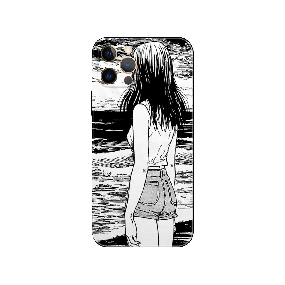 Horror Tomie Junji Ito Horror Phone Case for Iphone 5s 2020se 6s 7 8 Plus X 10 XR XS 11 12 13 Mini Pro MAX Black Tpu Back Cover